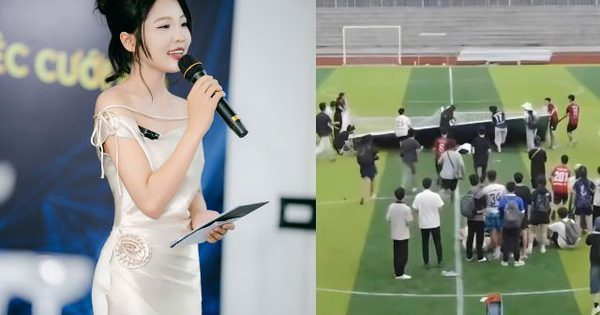 MC xinh đẹp bất ngờ bị banner đổ trúng, nằm bất động: Cô ấy sao rồi?