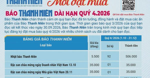 Mời đặt mua Báo Thanh Niên dài hạn quý 4/2026
