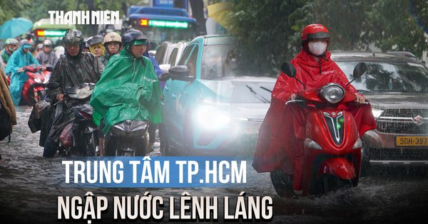 Mưa lớn đầu giờ chiều, đường phố trung tâm TP.HCM ngập nước lênh láng