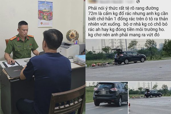 Người đàn ông đi ô tô chở rác vứt ra đường ở Nghệ An