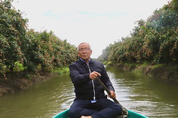 Nguyên lãnh đạo sở 71 tuổi bơi xuồng chăm vườn, đưa thanh nhãn sang Mỹ