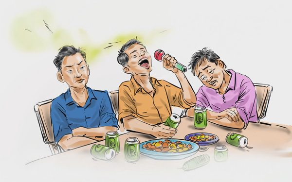 Nhậu hết ly, hết be rồi đến hết can, hết chum, thấy mặt đỏ phừng phừng thì nên bắt xe, rót cho ly nước suối