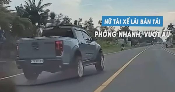 Nữ tài xế lái xe bán tải vượt ẩu, bị CSGT phạt 5 triệu đồng