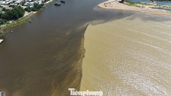 Nước biển chia hai màu ở Quảng Ngãi, kéo dài cả cây số