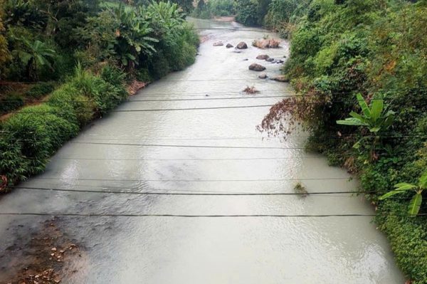 Nước sông Cầu đổi màu bất thường, đục như nước vo gạo