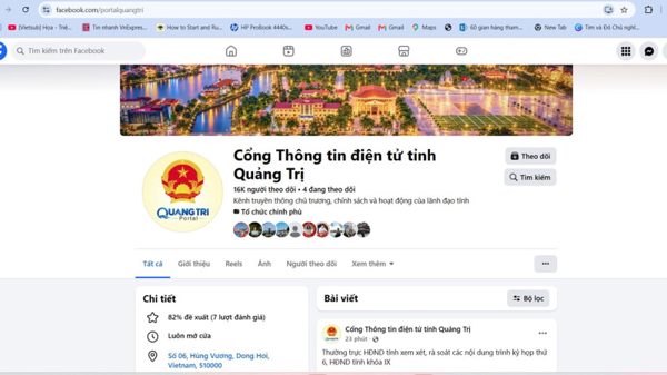 Quảng Trị chính thức vận hành Fanpage Cổng Thông tin điện tử tỉnh