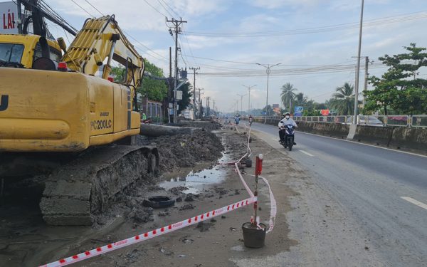 Quốc lộ 1 cửa ngõ Mỹ Tho nâng cống thoát nước, chống ngập kéo dài