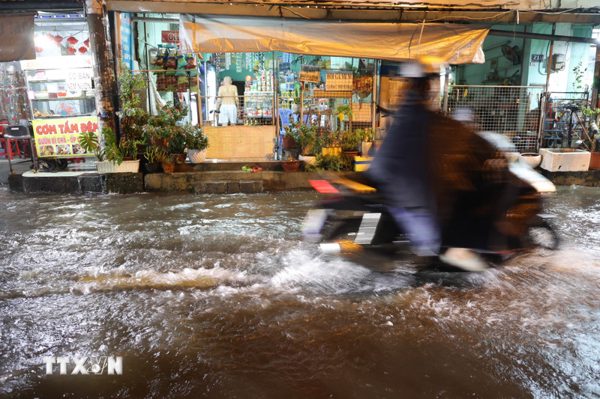 Thành phố Hồ Chí Minh: Mưa lớn kết hợp triều cường khiến nhiều khu vực ngập sâu