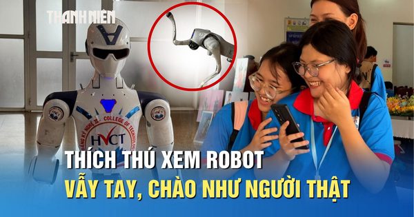 Thích thú xem robot chó Unitree bắt tay, robot hình người vẫy chào, ôm sinh viên