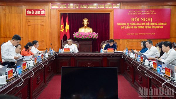 Thông qua dự thảo báo cáo kết quả kiểm tra, giám sát (đợt 3) đối với Ban Thường vụ Tỉnh ủy Lạng Sơn