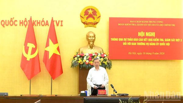 Thông qua kết quả kiểm tra, giám sát đối với Ban Thường vụ Đảng ủy Quốc hội