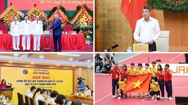 Tin nổi bật ngày 3/10: Tổng Bí thư, Chủ tịch nước Tô Lâm dự Đại hội toàn quốc Hội Cựu Công an nhân dân Việt Nam lần thứ II; Tăng trưởng GDP 9 tháng năm 2026 đạt 9,01%