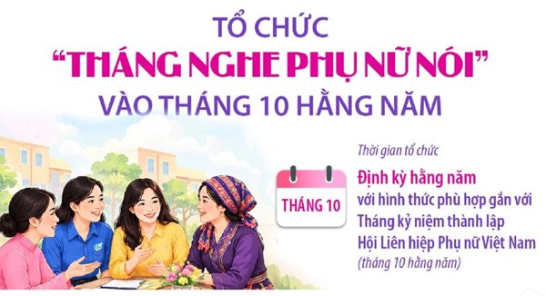 Tổ chức “Tháng nghe phụ nữ nói” vào tháng 10 hằng năm