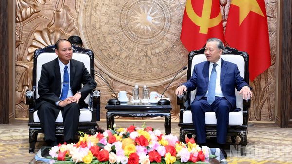 Tổng Bí thư, Chủ tịch nước Tô Lâm tiếp Thường trực Ban Bí thư Trung ương Đảng Nhân dân Cách mạng Lào Vilay Lakhamphong