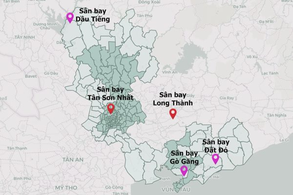 TPHCM đưa sân bay Đất Đỏ, Gò Găng và Dầu Tiếng vào hồ sơ quy hoạch 100 năm