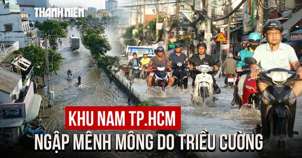 Triều cường đạt đỉnh, nhiều tuyến đường khu nam TP.HCM ngập mênh mông
