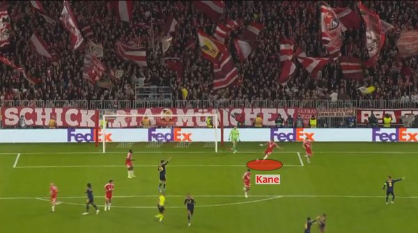 Tư duy của Harry Kane trong pha phát bóng từ sân nhà ở Bayern