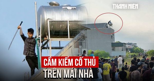 Vây bắt hai người đàn ông cầm kiếm cố thủ trên mái nhà ở Thanh Hóa