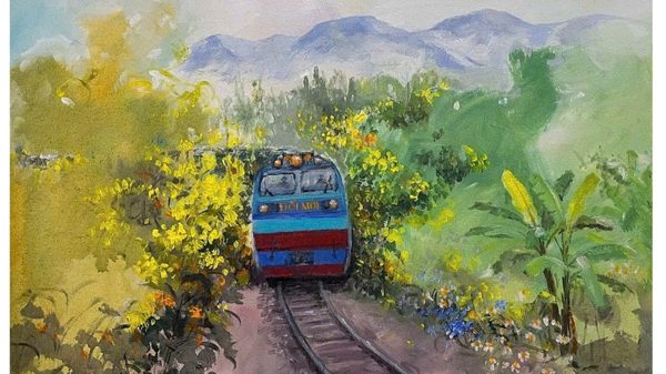 Vẻ đẹp đầy tự hào của Đường sắt Việt Nam qua tranh Quỳnh Thơm