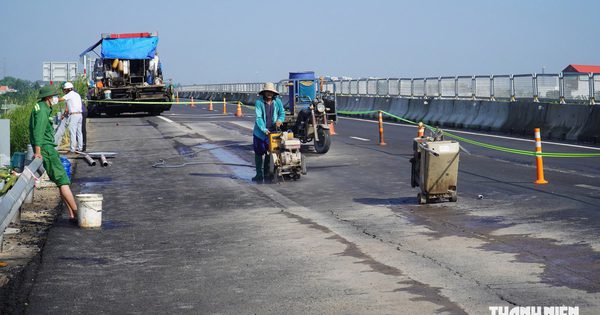 Vết lún, nứt trên cao tốc Biên Hòa - Vũng Tàu đang được khắc phục