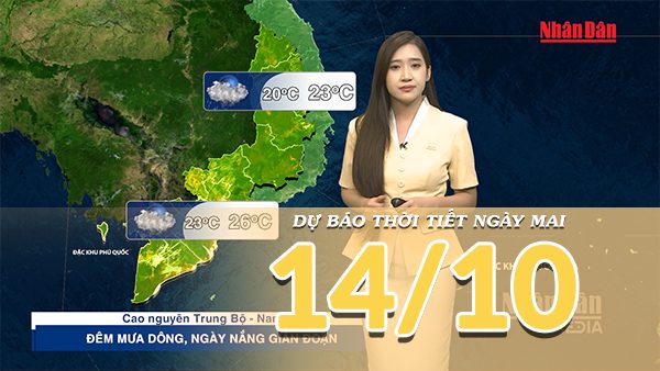 [Video] Dự báo thời tiết đêm nay và ngày mai 14/10/2026: Bắc Bộ ngày mai hửng nắng, Trung Bộ còn mưa lớn cục bộ,