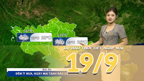 [Video] Dự báo thời tiết đêm nay và ngày mai 19/9/2026: Bắc Bộ giảm mưa, dải mưa lớn dịch xuống miền Trung