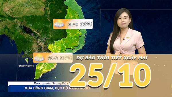 [Video] Dự báo thời tiết đêm nay và ngày mai 25/10/2026: Bắc Bộ ngày nắng, chiều tối có mưa; Trung Bộ và Nam Bộ cục bộ nắng nóng