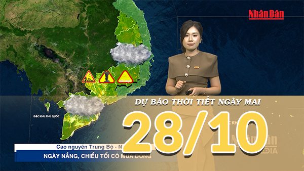 [Video] Dự báo thời tiết đêm nay và ngày mai 28/10/2026: Mưa lớn bao trùm nhiều nơi ở Trung Bộ,
