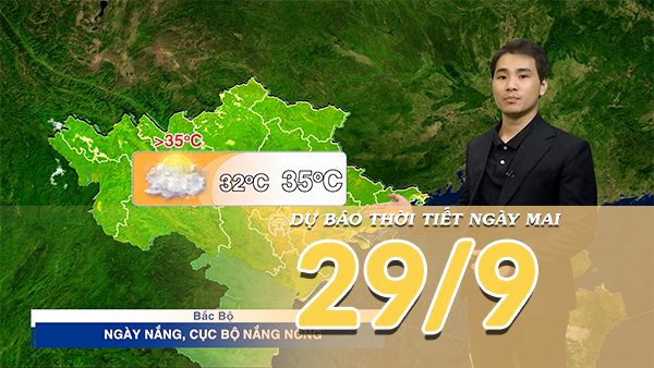 [Video] Dự báo thời tiết đêm nay và ngày mai 29/9/2026: Mưa giảm, nắng tăng trên cả ba miền