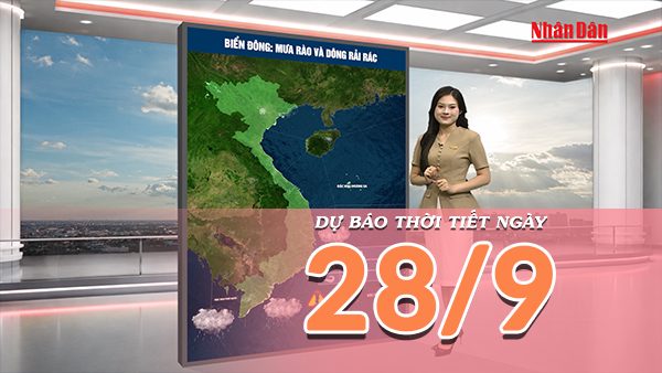 [Video] Dự báo thời tiết ngày 28/9/2026: Bắc Bộ nắng ráo, Trung Bộ và Nam Bộ mưa dông về chiều tối