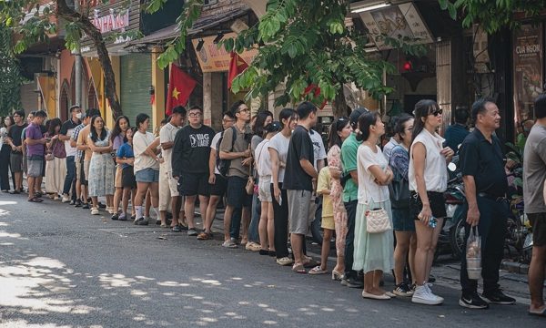 Xếp hàng nửa tiếng để ăn bát phở 70 K tự phục vụ ở phố cổ Hà Nội