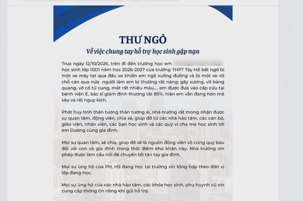 Xót xa lời kêu gọi hỗ trợ nữ sinh lớp 10 ở Hà Nội bị tai nạn thương tâm