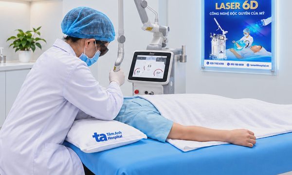 Xung laser điều trị vết bớt trên má bé trai